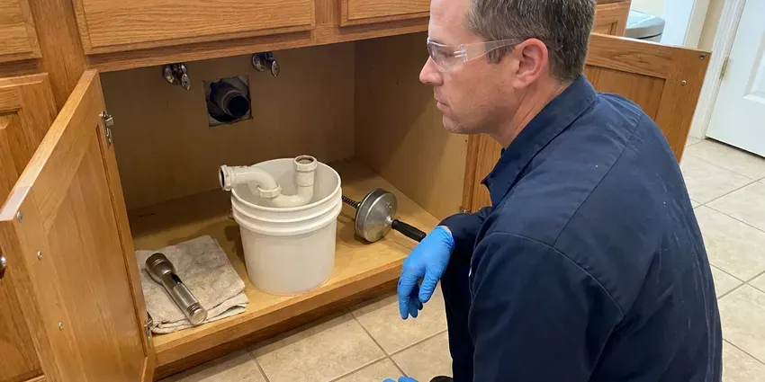 GVK Plumbing technician providing sump pump maintenance in Albuquerque
