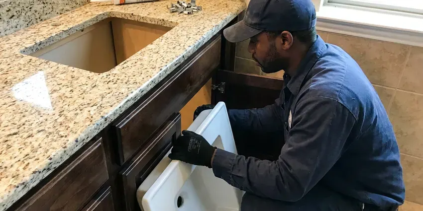 GVK Plumbing technician providing sink drain replacement in Albuquerque