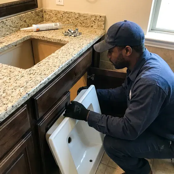 GVK Plumbing technician providing sink installation in Albuquerque, NM