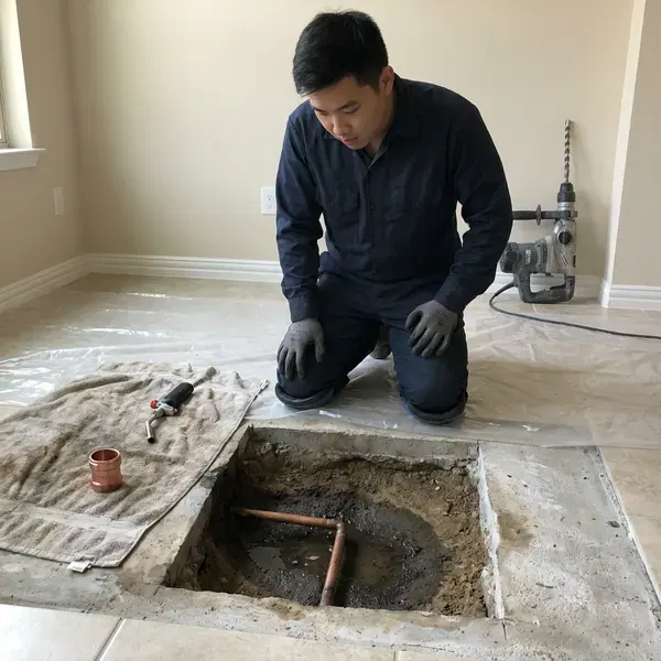 Local slab leak repair by GVK Plumbing, Albuquerque, NM